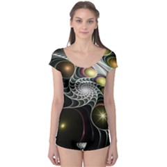 Fractal Bulbs Fantasy Curve Boyleg Leotard  by Pakrebo