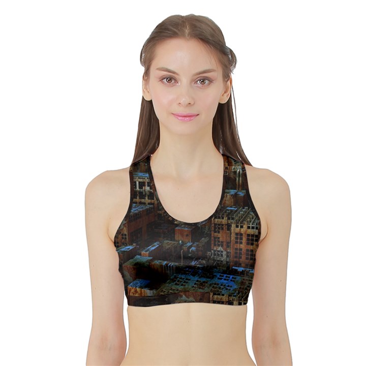 Building Ruins Old Industry Sports Bra with Border