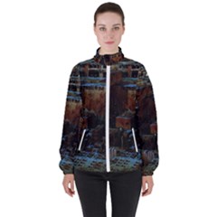 Building Ruins Old Industry High Neck Windbreaker (women) by Pakrebo