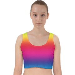 Neon Bright Rainbow Velvet Racer Back Crop Top by retrotoomoderndesigns