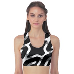 Giant Bold Dark Geometric Print Sports Bra by dflcprintsclothing