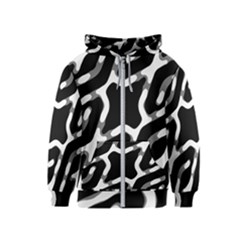 Giant Bold Dark Geometric Print Kids  Zipper Hoodie