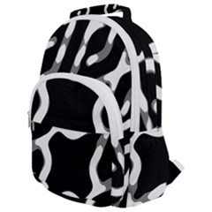 Giant Bold Dark Geometric Print Rounded Multi Pocket Backpack