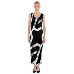 Giant Bold Dark Geometric Print Fitted Maxi Dress