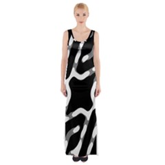 Giant Bold Dark Geometric Print Maxi Thigh Split Dress