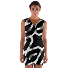 Giant Bold Dark Geometric Print Wrap Front Bodycon Dress by dflcprintsclothing