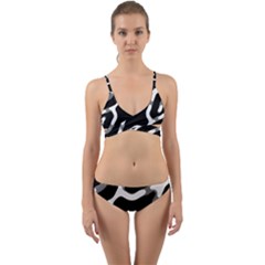 Giant Bold Dark Geometric Print Wrap Around Bikini Set