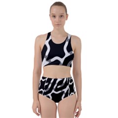 Giant Bold Dark Geometric Print Racer Back Bikini Set