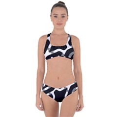 Giant Bold Dark Geometric Print Criss Cross Bikini Set by dflcprintsclothing