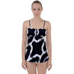 Giant Bold Dark Geometric Print Babydoll Tankini Set by dflcprintsclothing