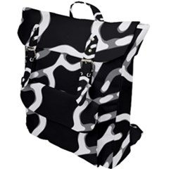 Giant Bold Dark Geometric Print Buckle Up Backpack