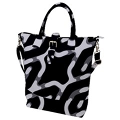 Giant Bold Dark Geometric Print Buckle Top Tote Bag by dflcprintsclothing