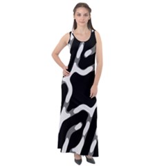 Giant Bold Dark Geometric Print Sleeveless Velour Maxi Dress