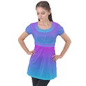 Fuschia Turquoise Dream Puff Sleeve Tunic Top View1