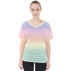 Balmy Pastel Seashore V-neck Dolman Drape Top by retrotoomoderndesigns