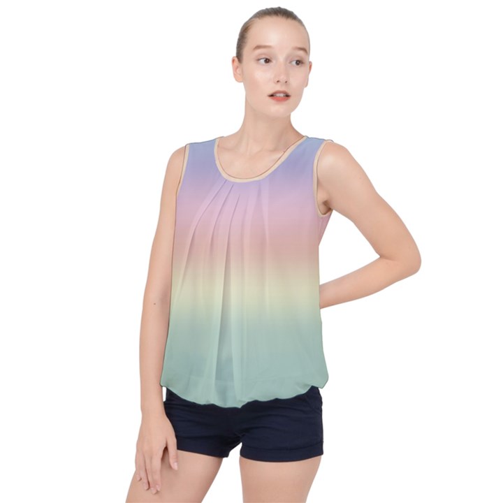 Balmy Pastel Seashore Bubble Hem Chiffon Tank Top