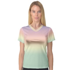 Balmy Pastel Seashore V-neck Sport Mesh Tee