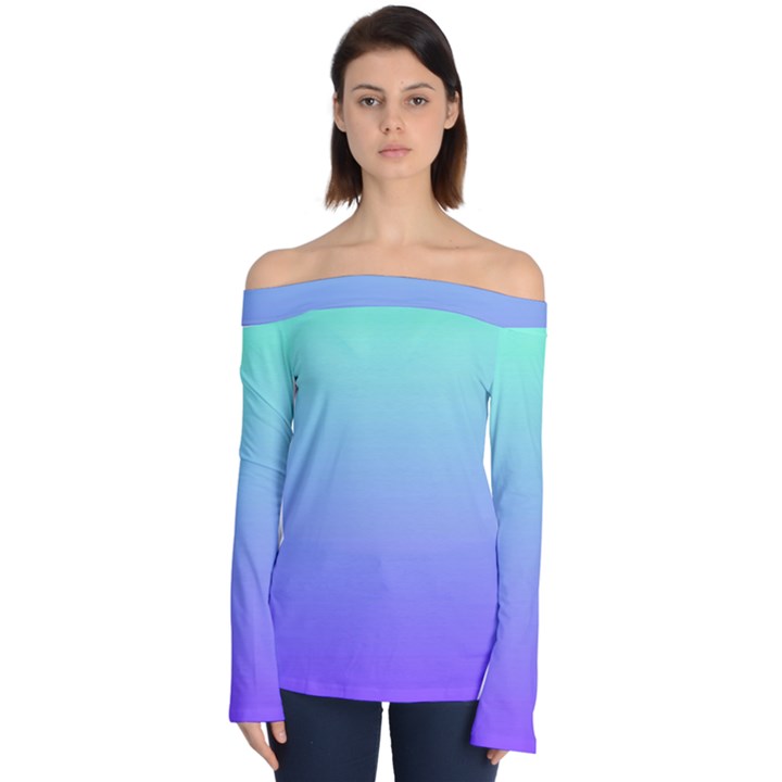 Turquoise Purple Dream Off Shoulder Long Sleeve Top