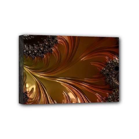 Fractal Copper Copper Color Leaf Mini Canvas 6  X 4  (stretched) by Pakrebo