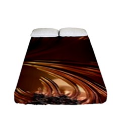 Fractal Copper Copper Color Leaf Fitted Sheet (full/ Double Size) by Pakrebo