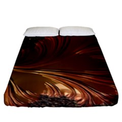 Fractal Copper Copper Color Leaf Fitted Sheet (california King Size) by Pakrebo