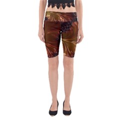 Fractal Copper Copper Color Leaf Yoga Cropped Leggings by Pakrebo