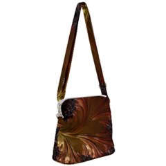 Fractal Copper Copper Color Leaf Zipper Messenger Bag by Pakrebo