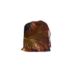 Fractal Copper Copper Color Leaf Drawstring Pouch (xs) by Pakrebo