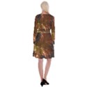 Fractal Copper Copper Color Leaf Long Sleeve Velvet Front Wrap Dress View2