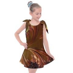 Fractal Copper Copper Color Leaf Kids  Tie Up Tunic Dress