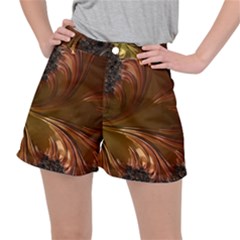 Fractal Copper Copper Color Leaf Stretch Ripstop Shorts