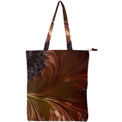 Fractal Copper Copper Color Leaf Double Zip Up Tote Bag