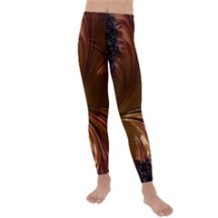 Fractal Copper Copper Color Leaf Kids  Lightweight Velour Leggings by Pakrebo