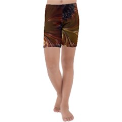 Fractal Copper Copper Color Leaf Kids  Lightweight Velour Capri Yoga Leggings