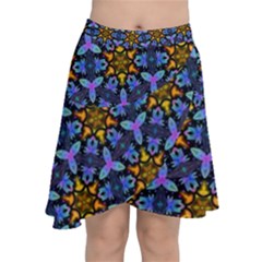 Blue Flowers Wallpaper Backgrounds Chiffon Wrap Front Skirt