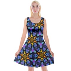 Blue Flowers Wallpaper Backgrounds Reversible Velvet Sleeveless Dress