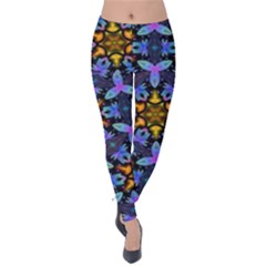 Blue Flowers Wallpaper Backgrounds Velvet Leggings