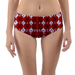 Happy Walls Of Flowers And Hearts Reversible Mid-waist Bikini Bottoms by pepitasart