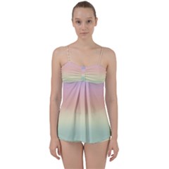 Balmy Pastel Seashore Babydoll Tankini Set by retrotoomoderndesigns