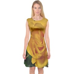 Yellow Rose Capsleeve Midi Dress by Riverwoman