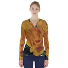 Yellow Rose V-neck Long Sleeve Top by Riverwoman