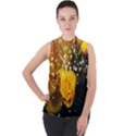 Yellow Rose Mock Neck Chiffon Sleeveless Top View1