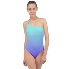 Turquoise Purple Dream Classic One Shoulder Swimsuit by retrotoomoderndesigns