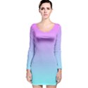 Pink Aqua Dream Long Sleeve Velvet Bodycon Dress View1