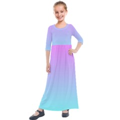 Pink Aqua Dream Kids  Quarter Sleeve Maxi Dress by retrotoomoderndesigns