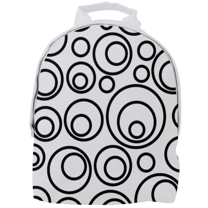 Abstract Black On White Circles Design White Mini Full Print Backpack