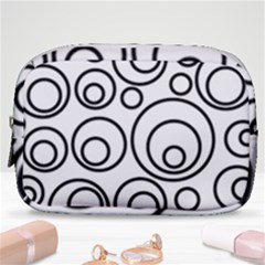 Abstract Black On White Circles Design White Make Up Pouch (small) by LoolyElzayat