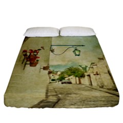 Vintage Grunge Print Arequipa Street, Peru Fitted Sheet (california King Size) by dflcprintsclothing