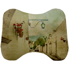 Vintage Grunge Print Arequipa Street, Peru Head Support Cushion by dflcprintsclothing