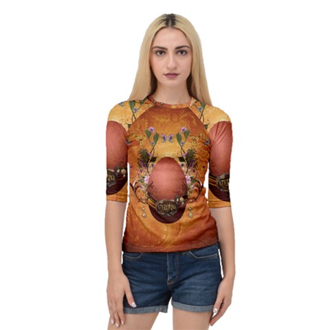 Wonderful Steampunk Easter Egg With Flowers Quarter Sleeve Raglan Tee by FantasyWorld7